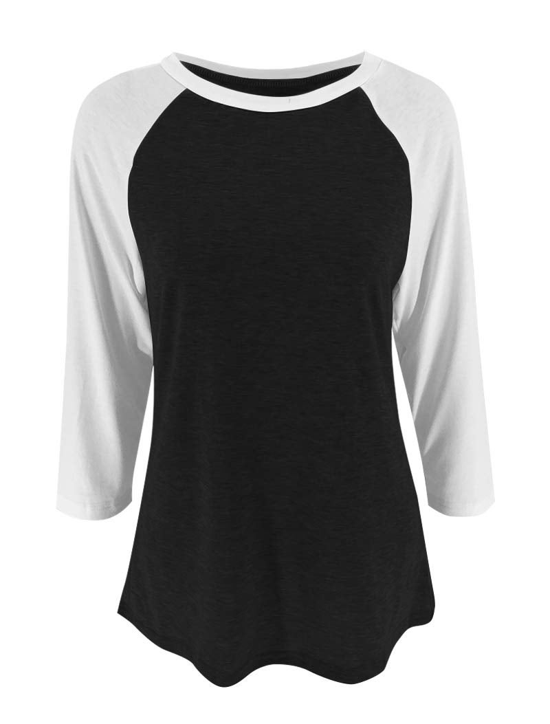 Bingerlily Women's Casual T-Shirts 3/4 Sleeve Color Block Cute Tops Comfy Blouses (Charcoal,Small) - Image 4